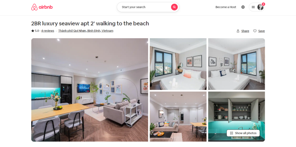 Airbnb - kênh OTA phù hợp cho studio, homestay hơn là khách sạn